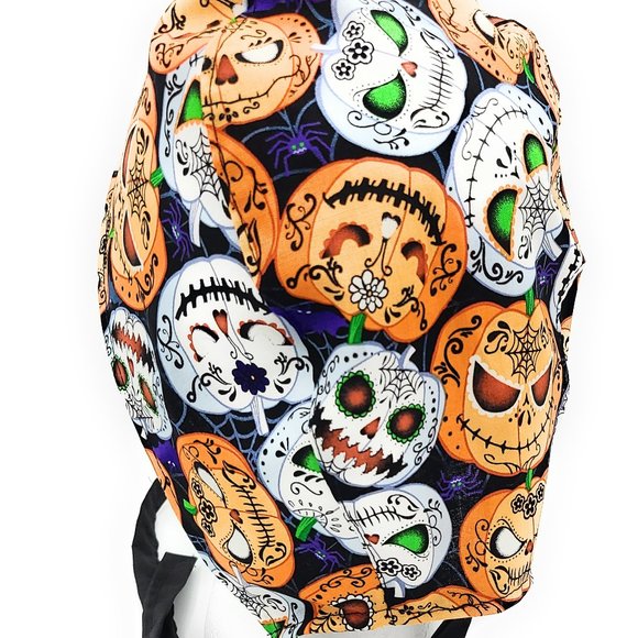 Halloween Pumpkin Sugar Skulls Scrub Cap Me… - Picture 3 of 3